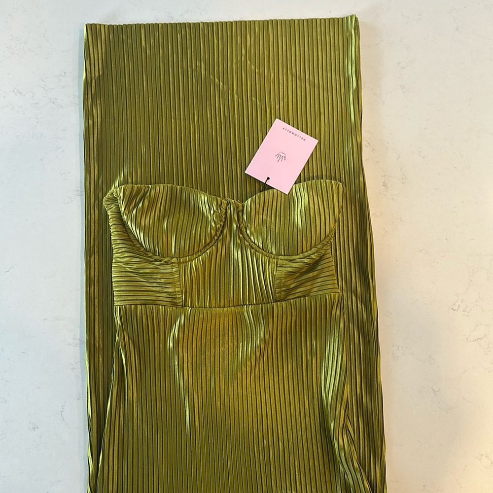nwt green hello molly ribbed maxi dress small